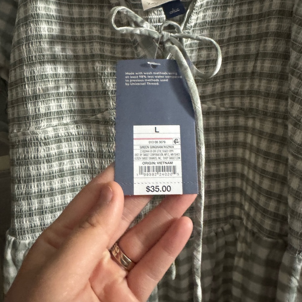 Universal Thread Sage Green Gingham Puff-Sleeve D… - image 3